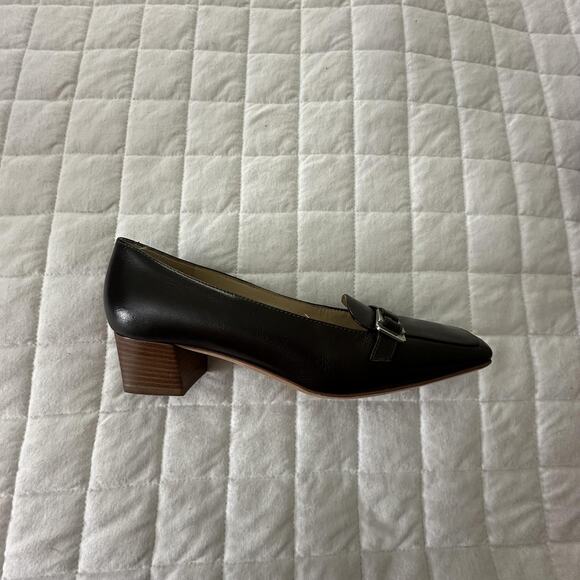 BRUNO MAGLI Pump Womens 37 US 6.5 Black Leather Square Toe Buckle Block Heel - Picture 9 of 15